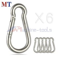 6 Pack 440 Lbs Spring Snap Hook Carabiner Clips 304 Stainless Steel High Quality