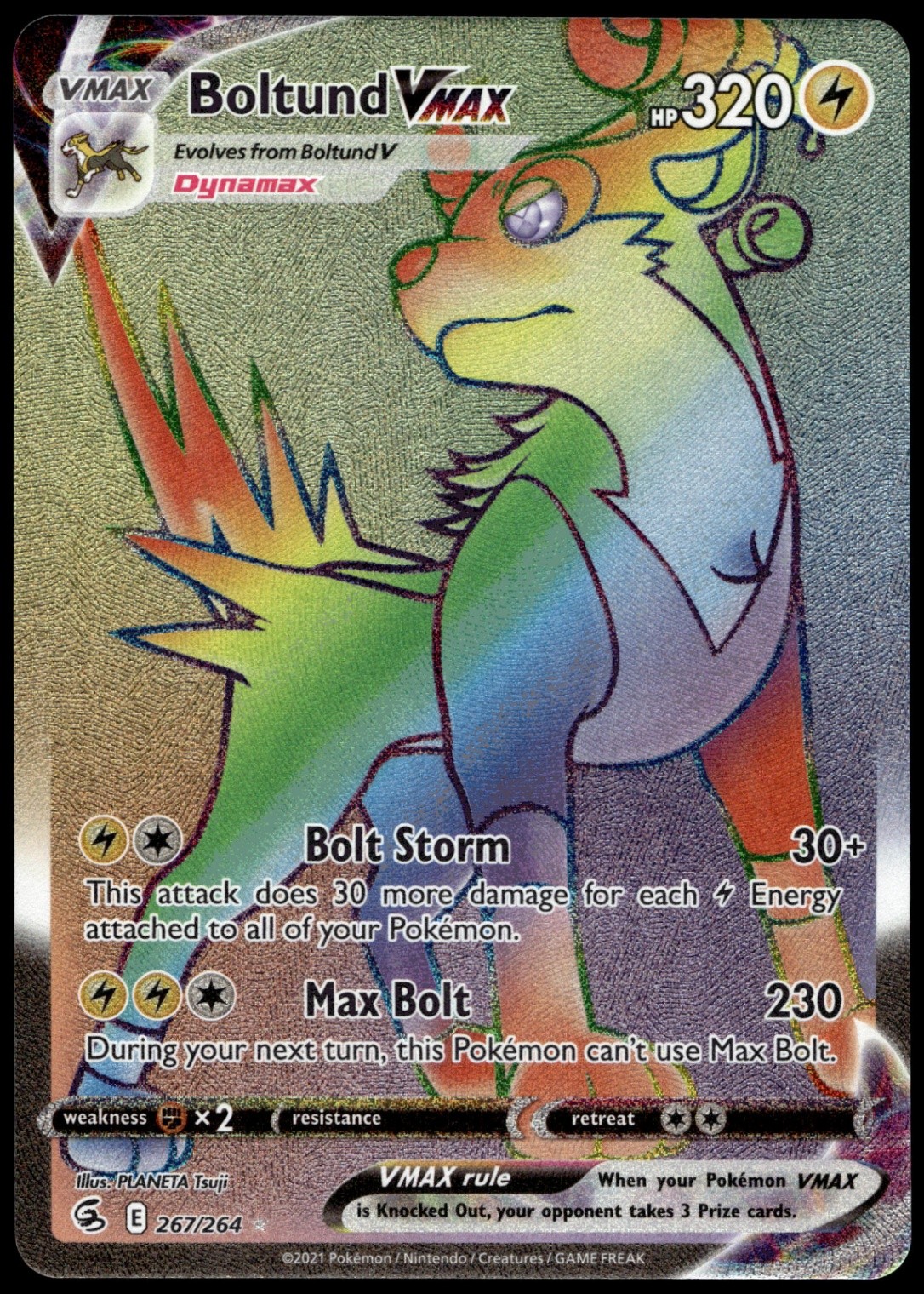 Boltund VMAX (Secret) Secret Rare SWSH08: Fusion Strike 267/264 NM