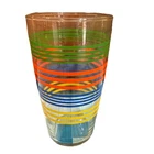 VTG. Anchor Hocking Striped Fiesta Iced Tea Drinking Glass 7”x3.5” EUC