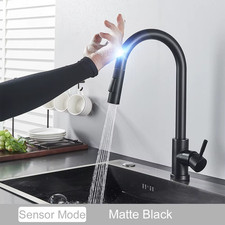 Black Pull Out Sensor Kitchen Faucet Touch Control Faucet 2 Function Mixer for S