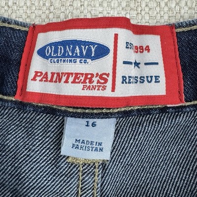 Old Navy 90s Baggy Carpenter Jeans Boys 16 Painters Pants Reissue