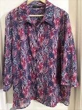 Button Blouse Sheer Side Vents Women’s Attention Plus Size 3x