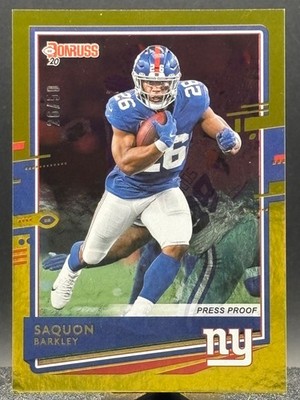 2020 Donruss Saquon Barkley Gold Press Proof /50 NUMBER MATCH