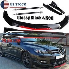Front Bumper Lip Splitter Spoiler Glossy Black +Red For Mazda 6 5 3 2