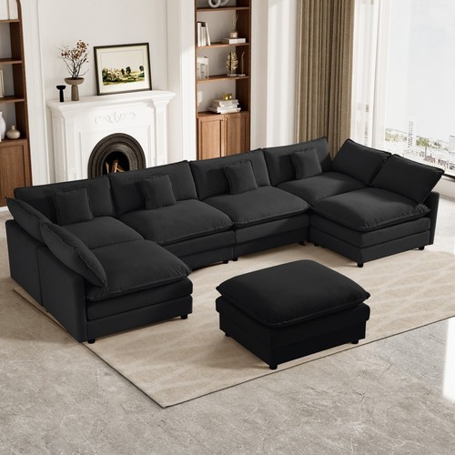 U Shaped 150.4" 7 Seat Oversized Deep Seat Sectional Sofa Couch for Living Room