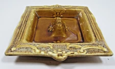 Vintage Large Mid Century Ceramic Ashtray Brown Retro Decor USA