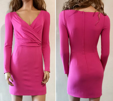 Dolce & Gabbana Ruched Fuchsia Bodycon Sheath V-Neck Short Italy Dress IT38