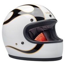 Casco Biltwell Gringo bianco lucido/fiamme nere taglia S