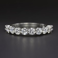 1.35ct DIAMOND WEDDING BAND STACKING RING NATURAL 14k WHITE GOLD HALF ETERNITY