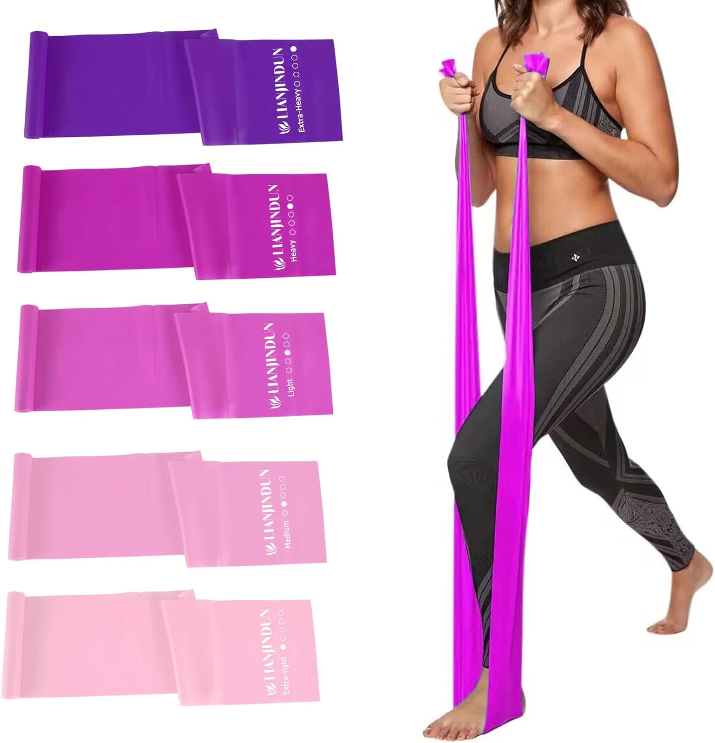 5 Pcs Professional Resistance Bands - Latex-Free, Elastic Band, Work Out Bands