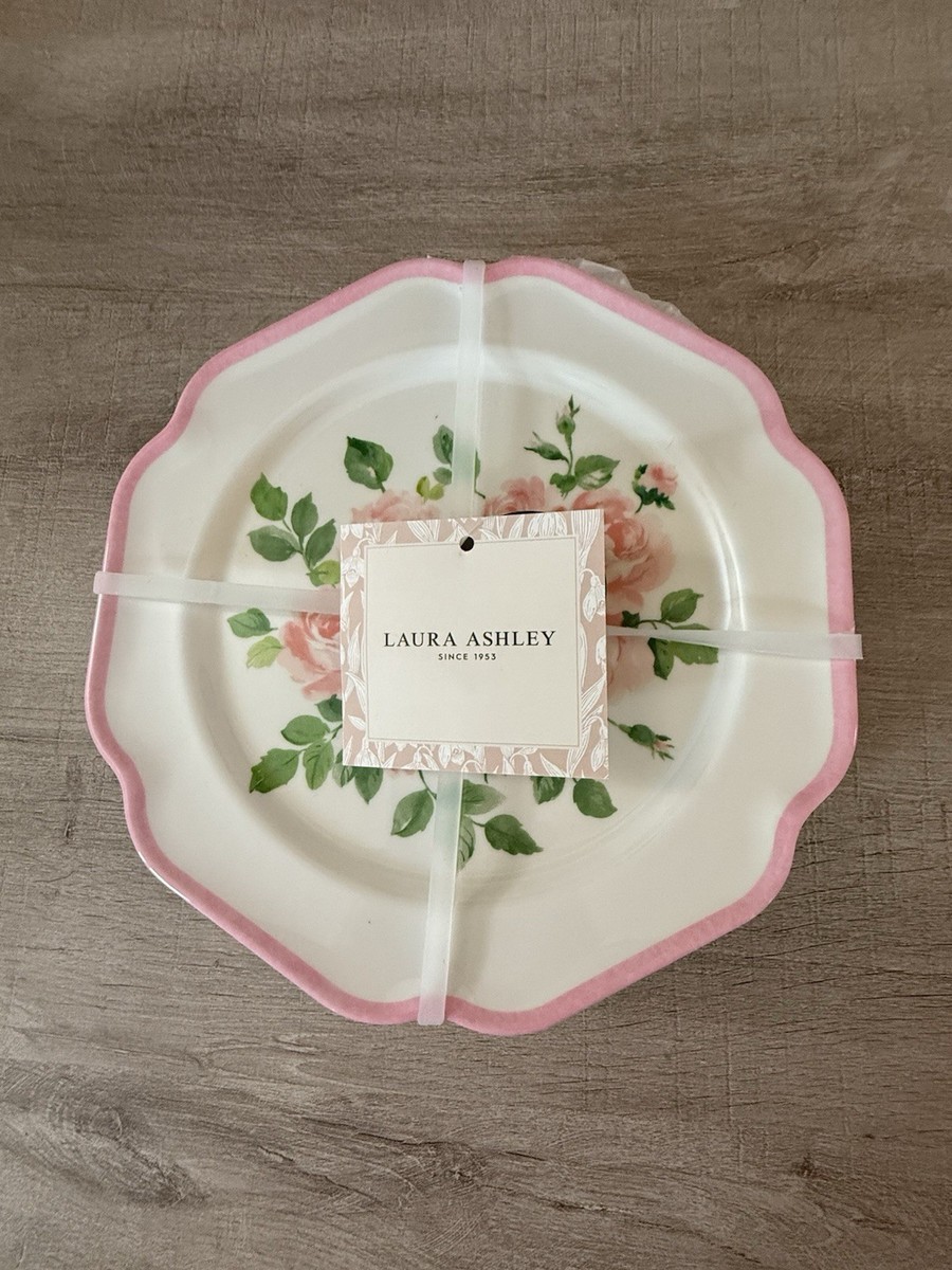 LAURA ASHLEY フラワーパターン皿 2枚セット Laura Ashley Pink Rose Floral Melamine Salad Plates 8.5