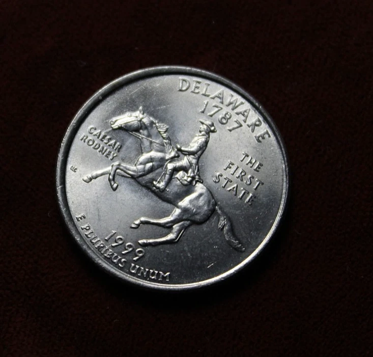1999 P "Spitting Horse" Error Delaware Washington Quarter US 25c State coin UNC - Image 2 of 4