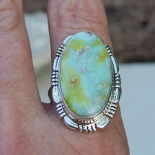 Navajo handmade Palomino turquoise ring sterling silver signed SZ 8.5
