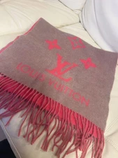 Louis Vuitton Scarf Logo Cashmere Pink  SeeDescription Made in France