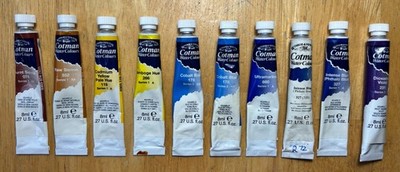 Vtg Winsor & Newton Cotman Watercolor Paint Lot ~ 10 Tubes ~ 8ml ~ England