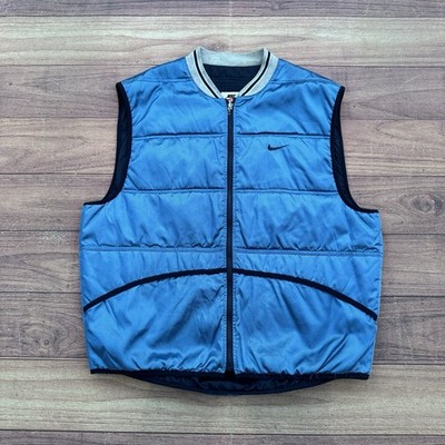 Vintage 90s NIKE Air Puffer Vest Jacket Full Zip XL Blue Outdoors ACG Taiwan