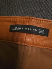 Pantalone donna Zara in pelle marrone taglia media vita alta