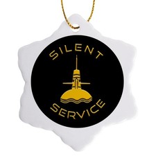 Nuclear Submarine Silhouette Snowflake Ornament Silent Serviceon Black 3-Inch