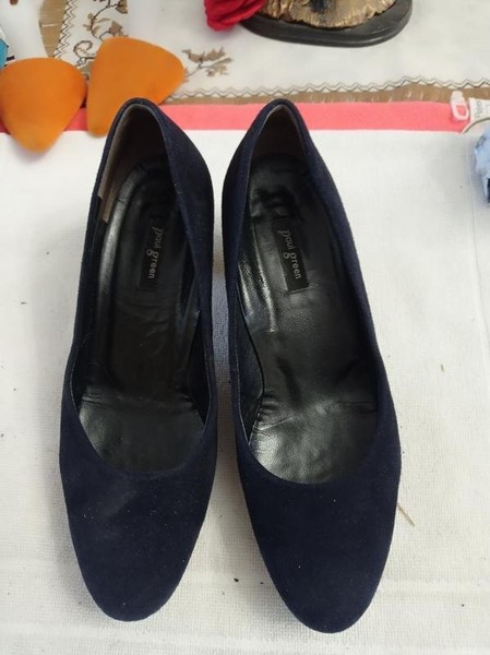 Women Paul Green Heels Navy Suede 37.5 #NOO8