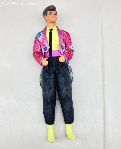 Vintage 1989 Mattel Dance Club Ken Doll Tuxedo Jacket Black Glitter Pants