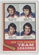 1974-75 Topps Team Leaders Rod Gilbert Brad Park #141 HOF sq1