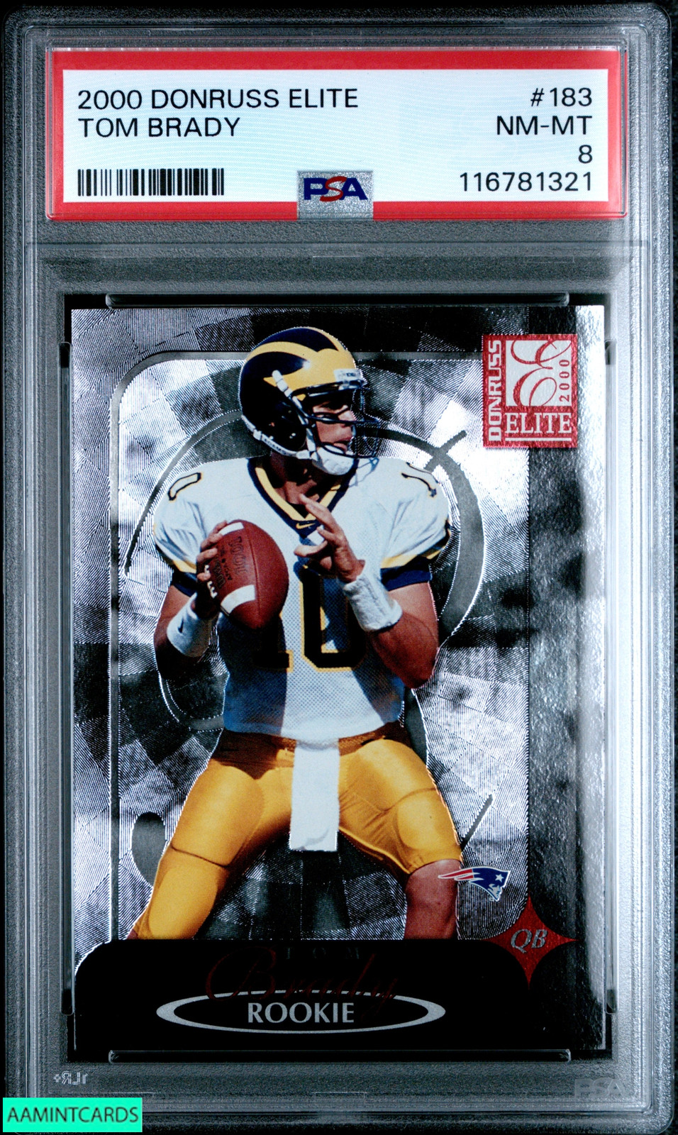 2000 DONRUSS ELITE TOM BRADY #183 1082 OF 2000 ROOKIE RC PATRIOTS PSA 8 NM-MT