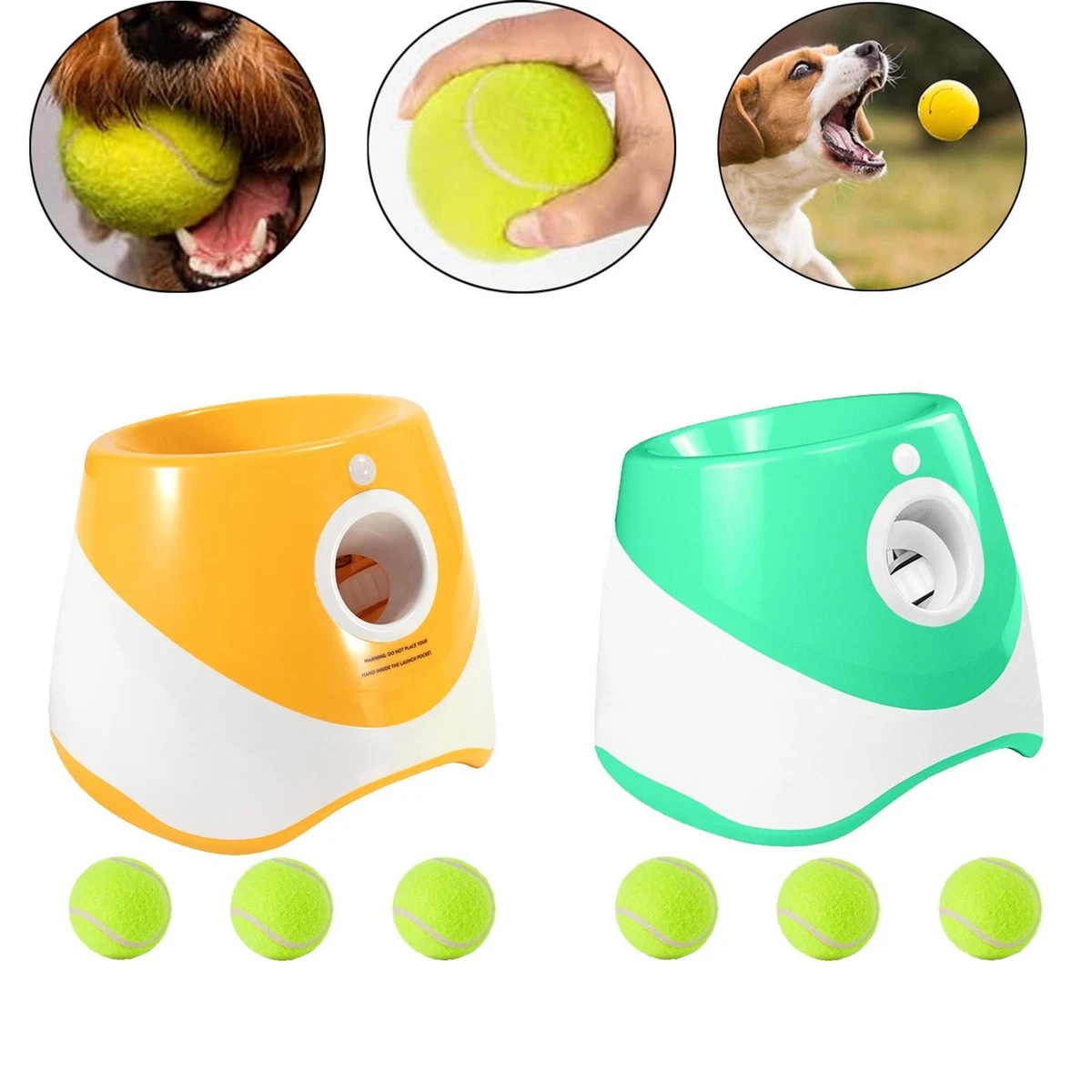 Ballwurfmaschine Für Hunde – Mit 6 Tennisbällen & 3 Distanzstufen, Wiederaufladbar, Ideal Für Kleine Hunde (Grün)