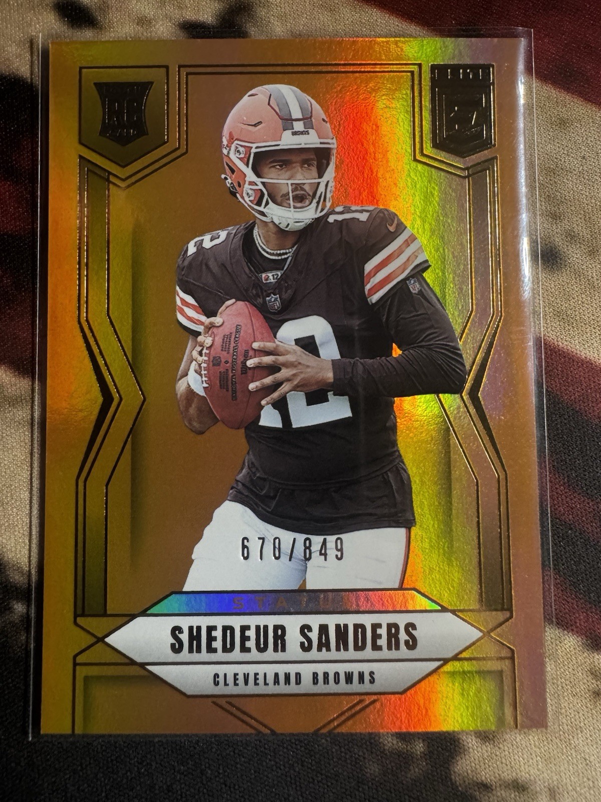 2025 Donruss Elite - Shedeur Sanders #112 Status Metallic Orange /849 (RC)