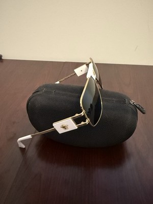 Versace Sunglasses White Gold Square Black Shield Aviator  display picture 2