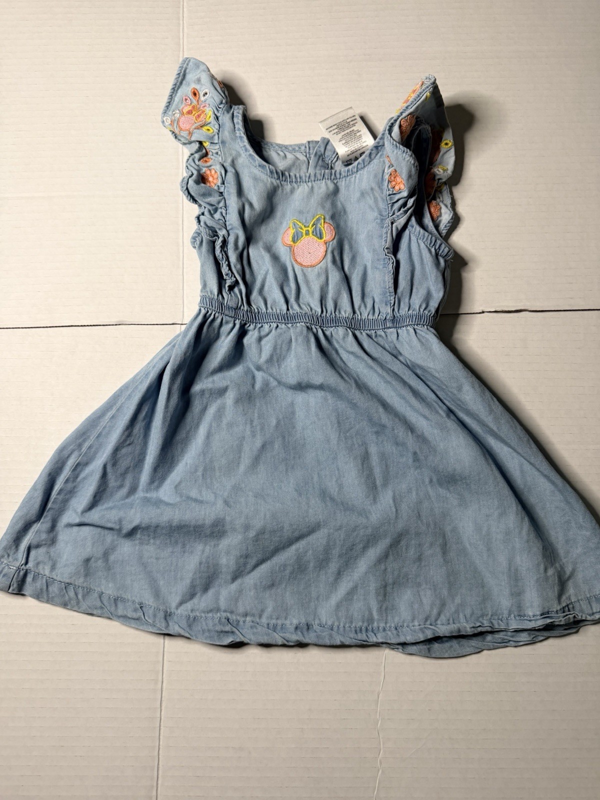 Disney Junior Minnie Mouse 2T Chambray Dress Girls Embroidered Floral