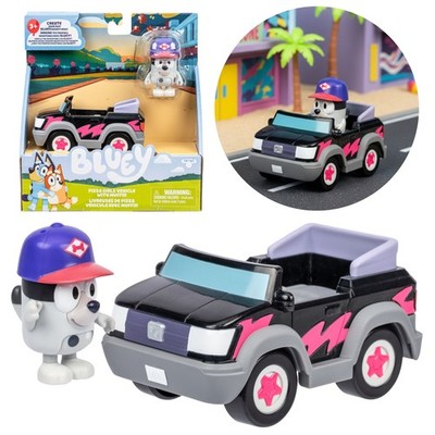 Bluey Muffin Figurenset Auto mit Pizza, Figuren, bewegliche Teile 3+