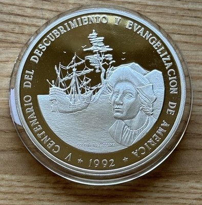 1992 Dominican republic 100 Pesos Proof Silver .999 Coin ASW 4.9954 1500 Minted