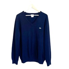 Lacoste Mens Preppy Sweater Size 6 XL Black Old Money Golf Academia V Neck
