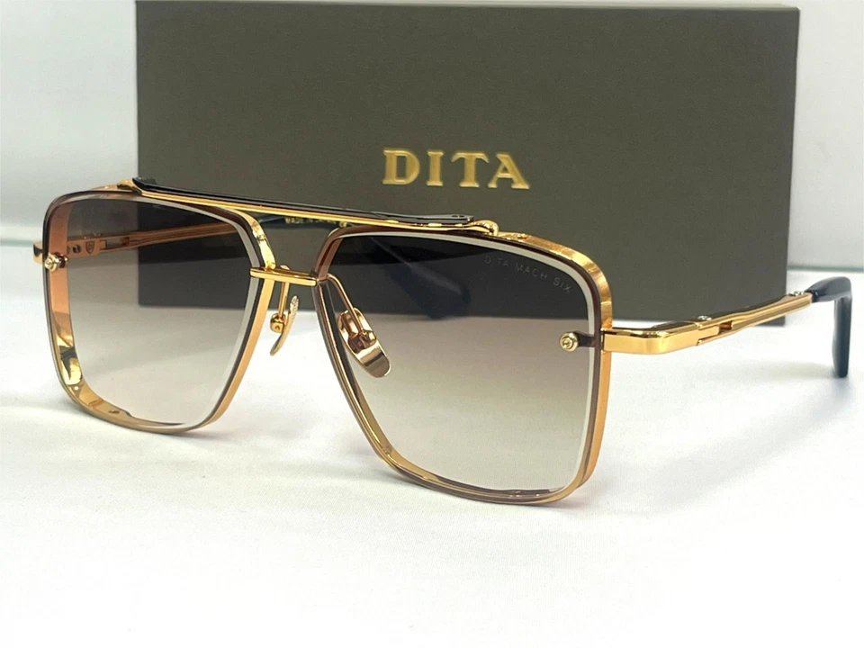 Dita Mach-Six DTS121 62-01 Gold Metal Aviator Sunglasses Yellow Gradient Lens - Image 2 of 4