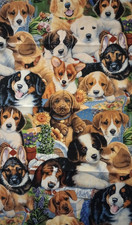 dog puppies animal fun fabric length 17 x  10 inch 1pc
