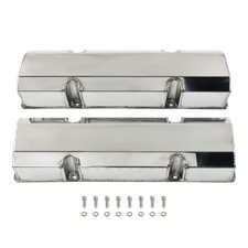 Valve Covers Fabricated Polished Alum For 1958-1986 Sbc Chevy 327 350 383 400