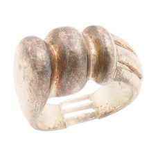 925 Sterling Silver Vintage Ring Wavy Ribbed Statement Band Sz 7.5 RG34775