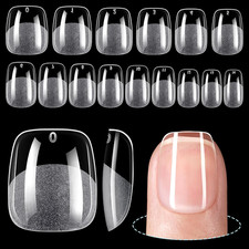 Extra Short Square Nail Tips,15 Sizes 240Pcs Squoval Fake Nails Half Matte Acryl