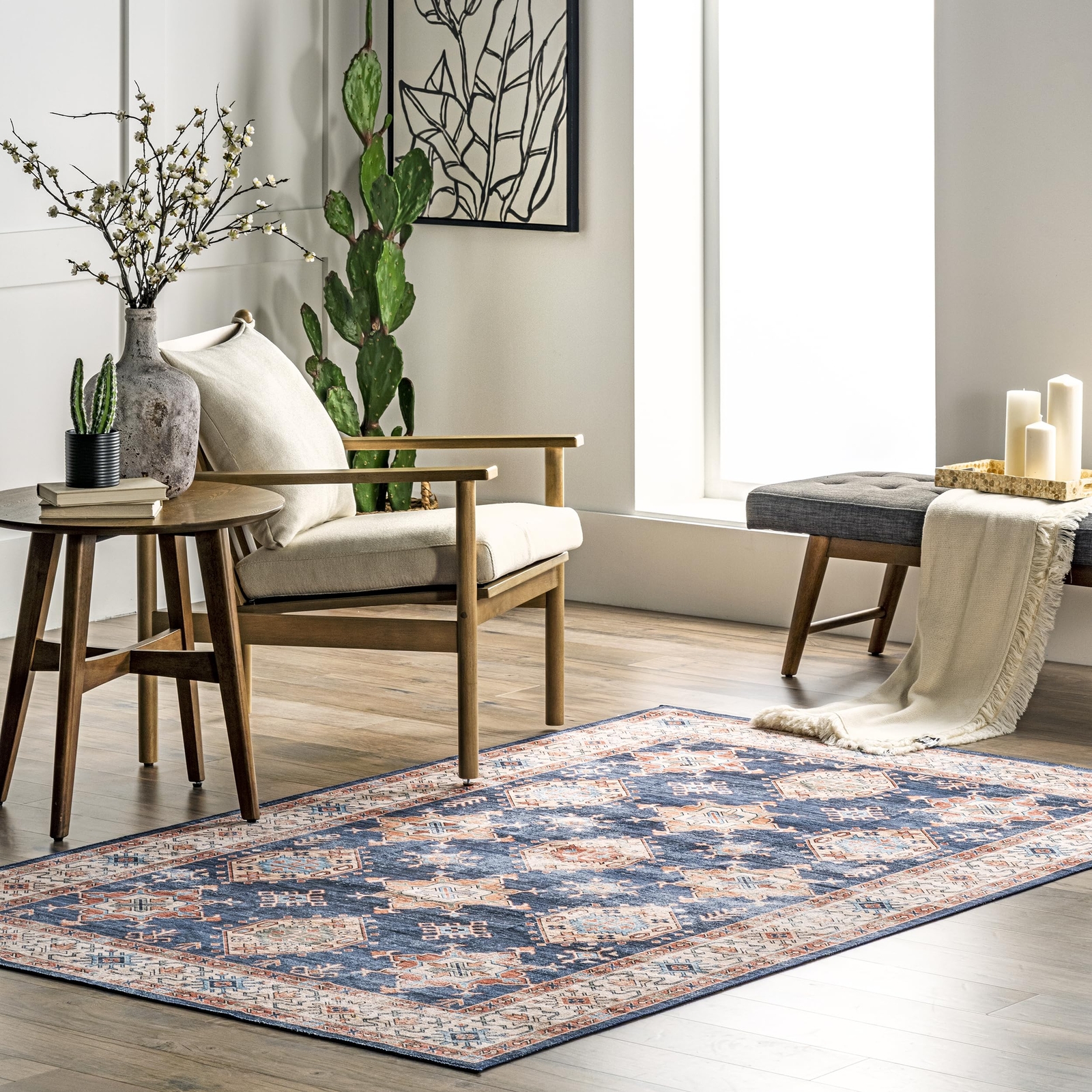 4x6 SpinClean Washable Stain-Resistant Non-Slip Area Rug