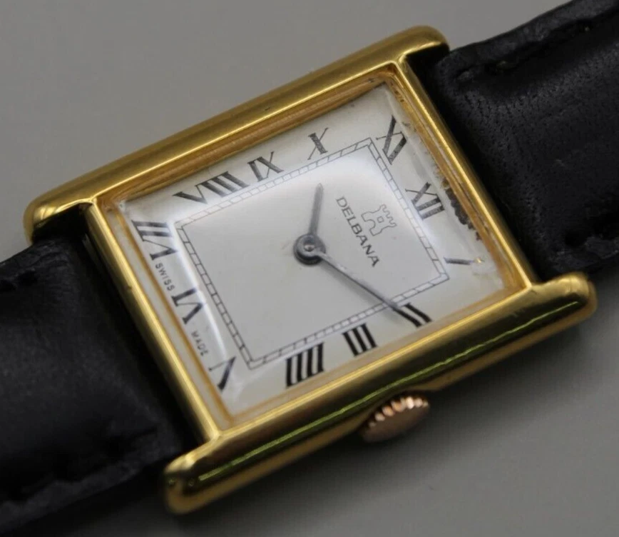 Delbana TANK square case Gold plated ref. 10038 17 Jewels manual wind 22mm - Image 2 of 4