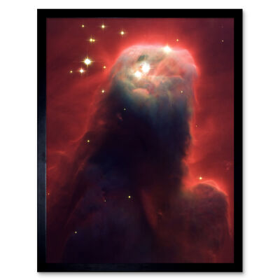 Hubble Weltraumteleskop Kegelnebel NGC 2264 rot blau Säule gerahmt Kunst 12x16