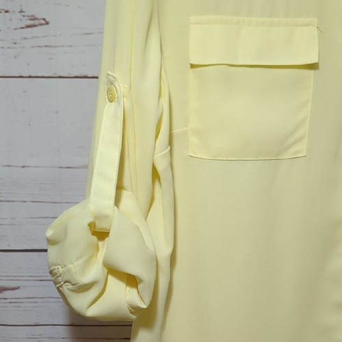 New York & Co. Women's Butter Yellow Button Up Blouse Sheer Spring Size XL NWT - Picture 6 of 14