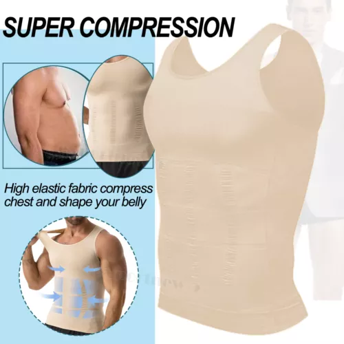 Hombres Body Shaper Vientre Pecho Compresión Camisa Adelgazante Top sin mangas Abs Faja Chaleco - Imagen 1 de 23