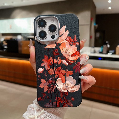 For iPhone 16 15 Pro Max 14 13 12 11 Leather TPU Soft Flower Phone Case Cover - Picture 9 of 22