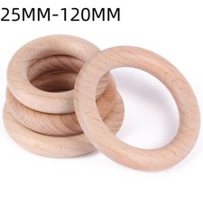 25mm-120mm Wood Round Ring DIY Large Unfinished Natural Untreated Plain Wooden