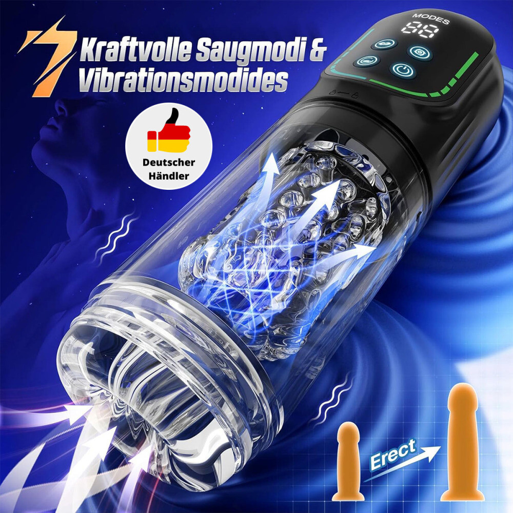 Handfrei Cup mit Teleskopfunktion Sex Spielzeug Elektrischer Masturbator Mann DE