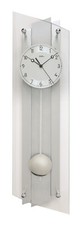AMS 5261 Wanduhr Funk mit Pendel Funkwanduhr Pendeluhr mit Glas silber Aluminium