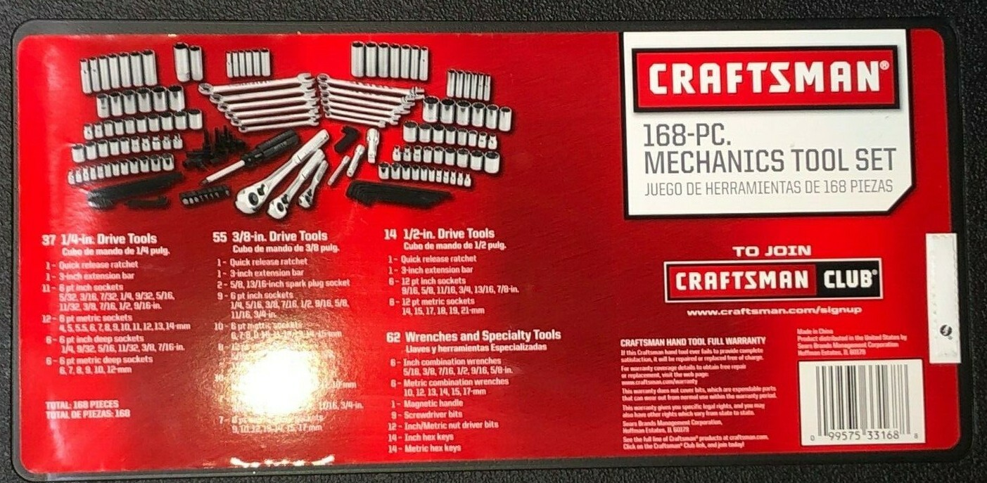 Craftsman 168pc Mechanics Tool Set 