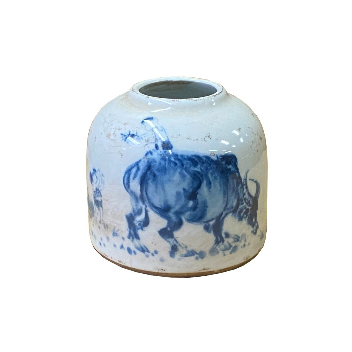 Lot 2 Chinese Blue White Porcelain Fat Base Cow Graphic Small Vase ws2137S Lot 2 Chinese Blue White Porcelain Fat Base Cow Graphic Small Vase ws2137S
