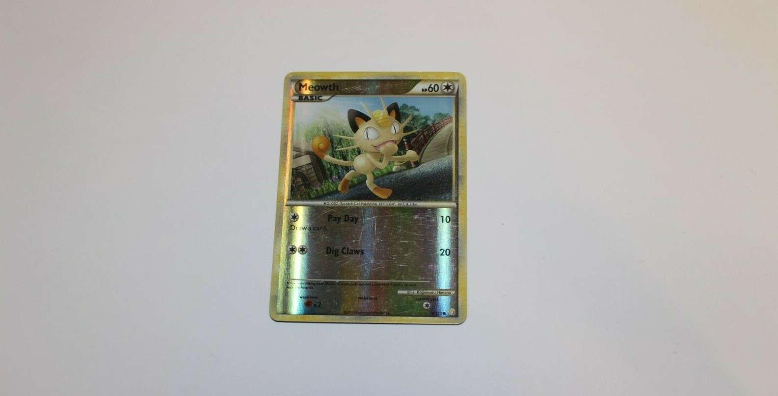 Meowth reverse holo - pokemon heartgold soulsilver 75/123 light play
